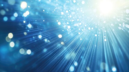 Poster - Abstract blue light rays with sparkling bokeh effect representing energy and innovation in renewable technologies and clean energy solutions.