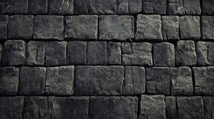 Poster - Dark textured stone wall backdrop for architectural designs and historical themes in digital media and print materials.