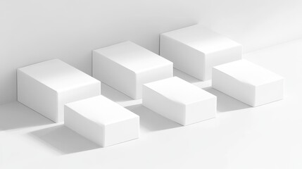 Poster - Minimalist white box mockup arranged in an open rectangular design showcasing versatility for branding and packaging presentations.