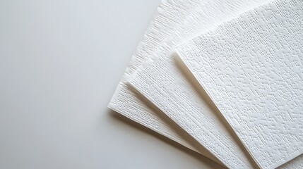 Aufkleber - Three textured white paper napkins arranged neatly on a clean white background for a minimalist presentation