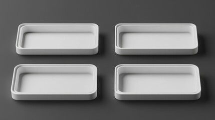 Poster - rectangular white box mockup collection featuring four minimalist design templates on a dark surface