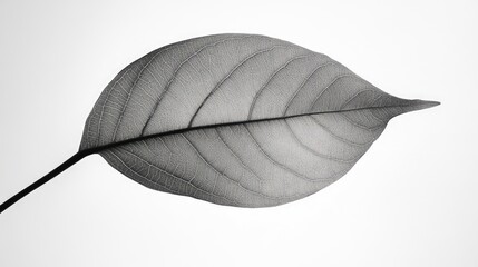 Poster - Translucent leaf silhouette against a bright background showcasing intricate vein patterns and a minimalist aesthetic.