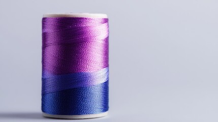 Aufkleber - Colorful thread spool with purple and blue gradients isolated on light background for sewing and crafting projects.