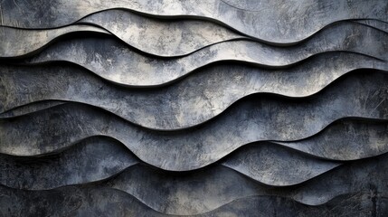 Aufkleber - Textured gray wall with wavy design and depth creating a modern and sophisticated surface for backgrounds and interior designs