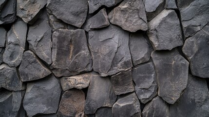 Poster - Gray stone wall surface with textured rocks creating a rough natural background for design and construction projects