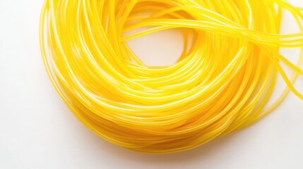 Aufkleber - Yellow plastic filament coil on white background showcasing creativity and design potential in arts and crafts activities