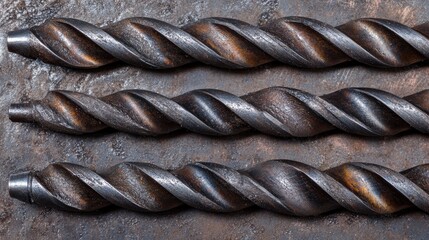 Poster - Industrial Metal Drills Pattern on Textured Background for Manufacturing and Production Related Applications