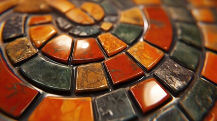 Aufkleber - Colorful mosaic tile flooring material close-up for construction and interior design projects showcasing rich textures and patterns.