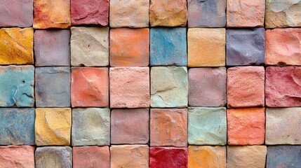 Poster - Colorful seamless textured wall tiles arranged in a square pattern ideal for design backgrounds or decorative purposes.