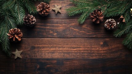 Aufkleber - Festive table setting adorned with pine branches and rustic decorations for a cozy Christmas celebration.