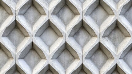 Poster - Seamless gray cellular concrete fence texture with a rhombus cell pattern for architectural and design backgrounds