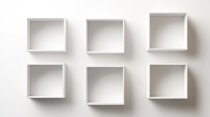 Poster - Minimalist white square box mockup arranged in a rectangular layout for design and branding presentations on a clean background
