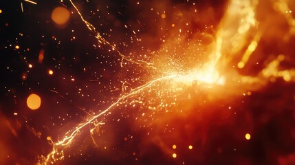 Poster - Dynamic electric sparks and glowing particles illuminated in a vivid backdrop showcasing the intensity of shielded metal arc welding activities
