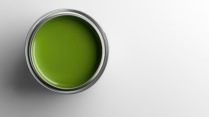 Aufkleber - Top view of an open paint can with vibrant green paint against a clean white background showcasing color options for design projects