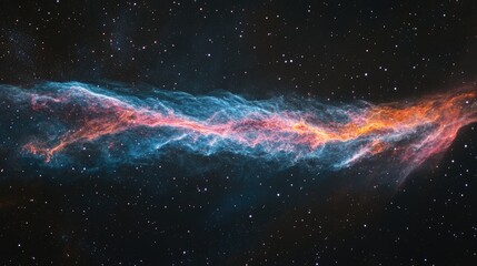 Poster - colorful nebula cloud in deep space with stars and cosmic elements for astronomical imagery and digi