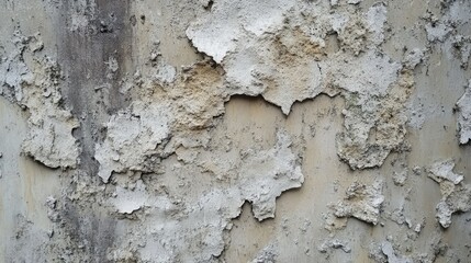 Poster - Weathered cement wall texture with moss growth and dirt marks showcasing decay and age in an outdoor environment.