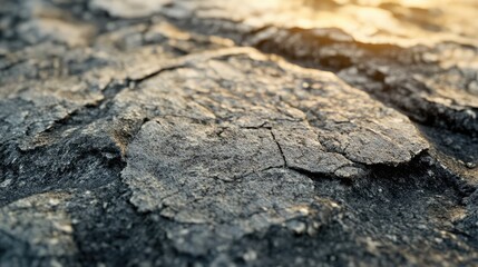 Poster - Rugged and weathered concrete surface showcasing intricate textures and patterns with warm sunlight reflections.