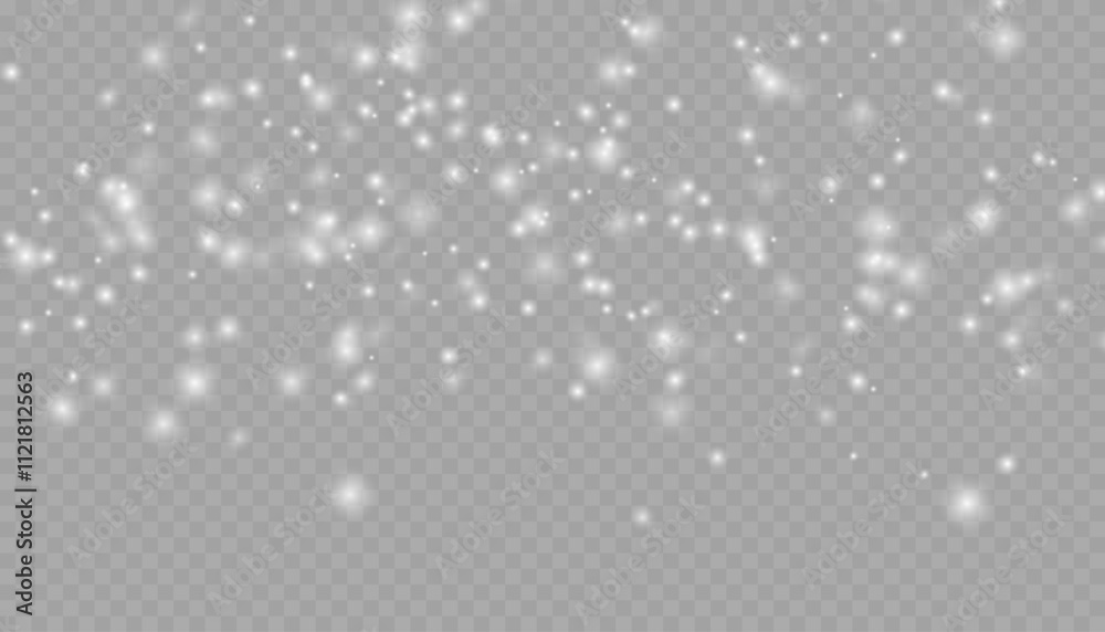 Snow Fall Element Realistic falling snow with snowflakes and clouds. Heavy snowfall ...