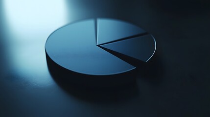 Aufkleber - A digital tablet displaying a segmented pie chart in monochromatic tones with subtle gradients.