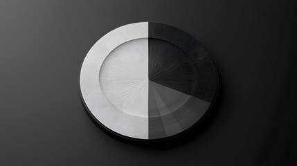 Aufkleber - A digital tablet displaying a segmented pie chart in monochromatic tones with subtle gradients.