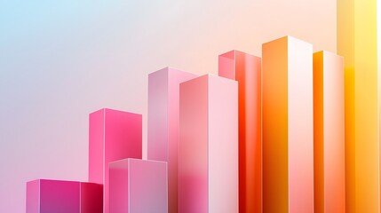 Poster - A side view of a segmented bar chart with smooth, pastel gradients.
