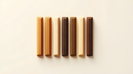 Aufkleber - A minimalist infographic of a segmented bar graph in muted earth tones displayed against a white background.