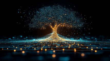 Wall Mural - a tree made up of connected lines and dots
