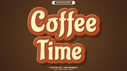 Aufkleber - Coffee time logotype editable 3d vector text style effect 