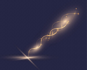 Poster - Abstract glowing golden wave with light trails, sparkles, and smooth curves on dark background. Ideal for luxury, energy, technology, or elegant design themes.