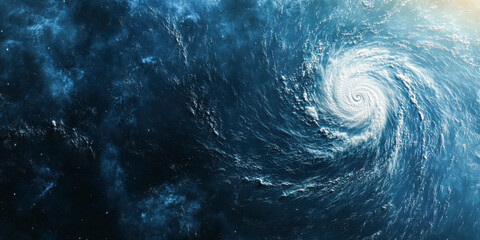 Wall Mural - a swirling blue storm in space with stars in the background