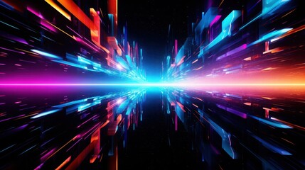 Wall Mural - Abstract Neon Lightscape Futuristic Digital Art