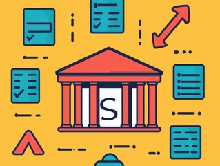Poster - Exploring financial structures business hub infographic digital environment aerial view economic concepts
