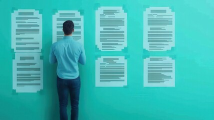 Poster - Analyzing work documents office space visual content professional environment close-up viewpoint organizational strategy