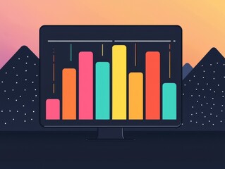 Poster - Data visualization trends business analytics infographic display modern workspace digital art concept vibrant colors