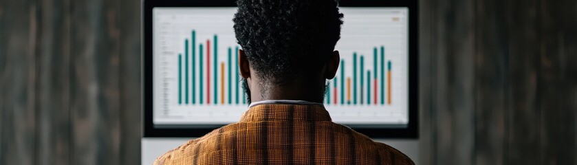 Poster - Analyzing business data trendsprofessional insights office space digital analytics modern environment back view growth strategy
