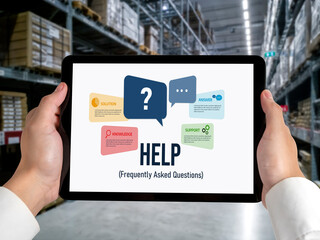 Poster - help screen on the website provide answer to faq frequently asked question snugly with knowledge inf
