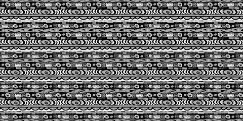 Fototapete - Seamless black code pattern with numbers and geometric letter design for a vintage textile backdrop