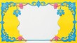 © Pimchada - Pastel paper art illustrated frame with intricate cut-out designs in shades of pink, blue, and yellow, shades, art, blue