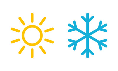 Wall Mural - sun and snowflake icon. hot and cold