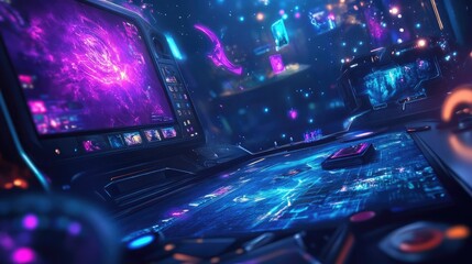 Fototapete - A gaming-themed streaming overlay with chat boxes and viewer engagement tools