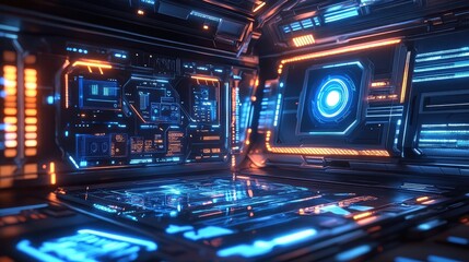 Poster - A high-tech gaming mouse pad with glowing edges and futuristic designs