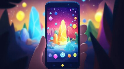 Fototapete - A mobile game featuring colorful levels and engaging gameplay mechanics
