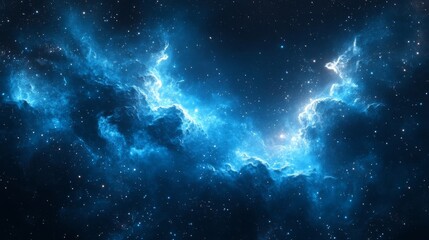Wall Mural - Mystical Blue Nebula in Space