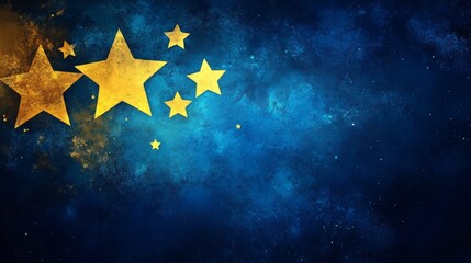 Wall Mural - Blue Galaxy with Golden Stars