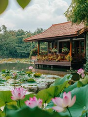 Sticker - House on Lake's Edge with Forest