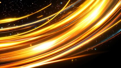 Poster - Golden Light Streaks Dance Across a Starry Night Canvas