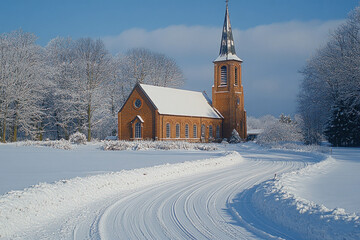 Wall Mural - Country Church In Winter