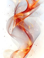 Poster - A mesmerizing abstract design featuring fluid waves of vibrant orange and soft white hues, creating a sense of motion and elegance against a light background.
