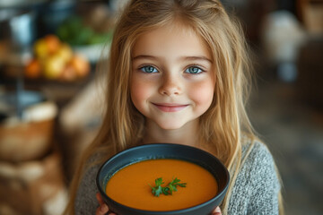 Canvas Print - Girl Eating Soup