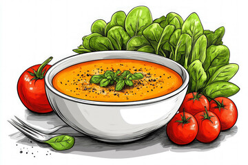 Poster - Soup With Salad Vector